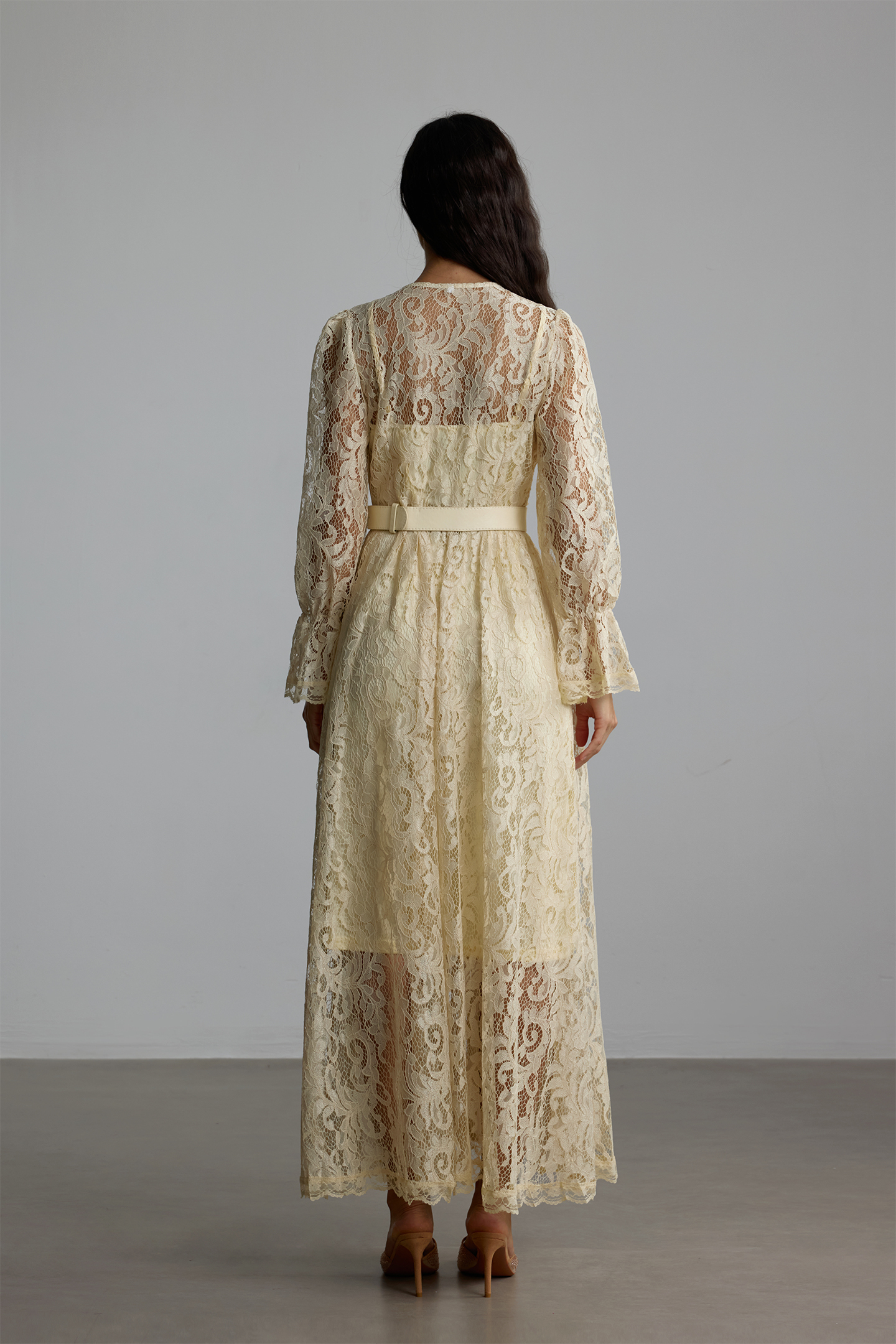 Anita Long Sleeve Sheer Lace Maxi Dress