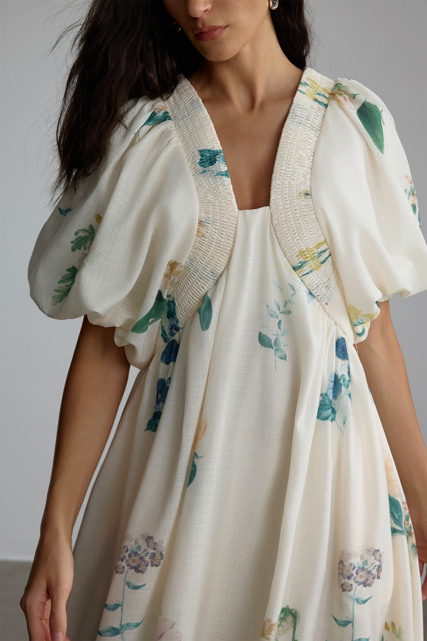 Maura Floral Print Puff Sleeve Maxi Dress