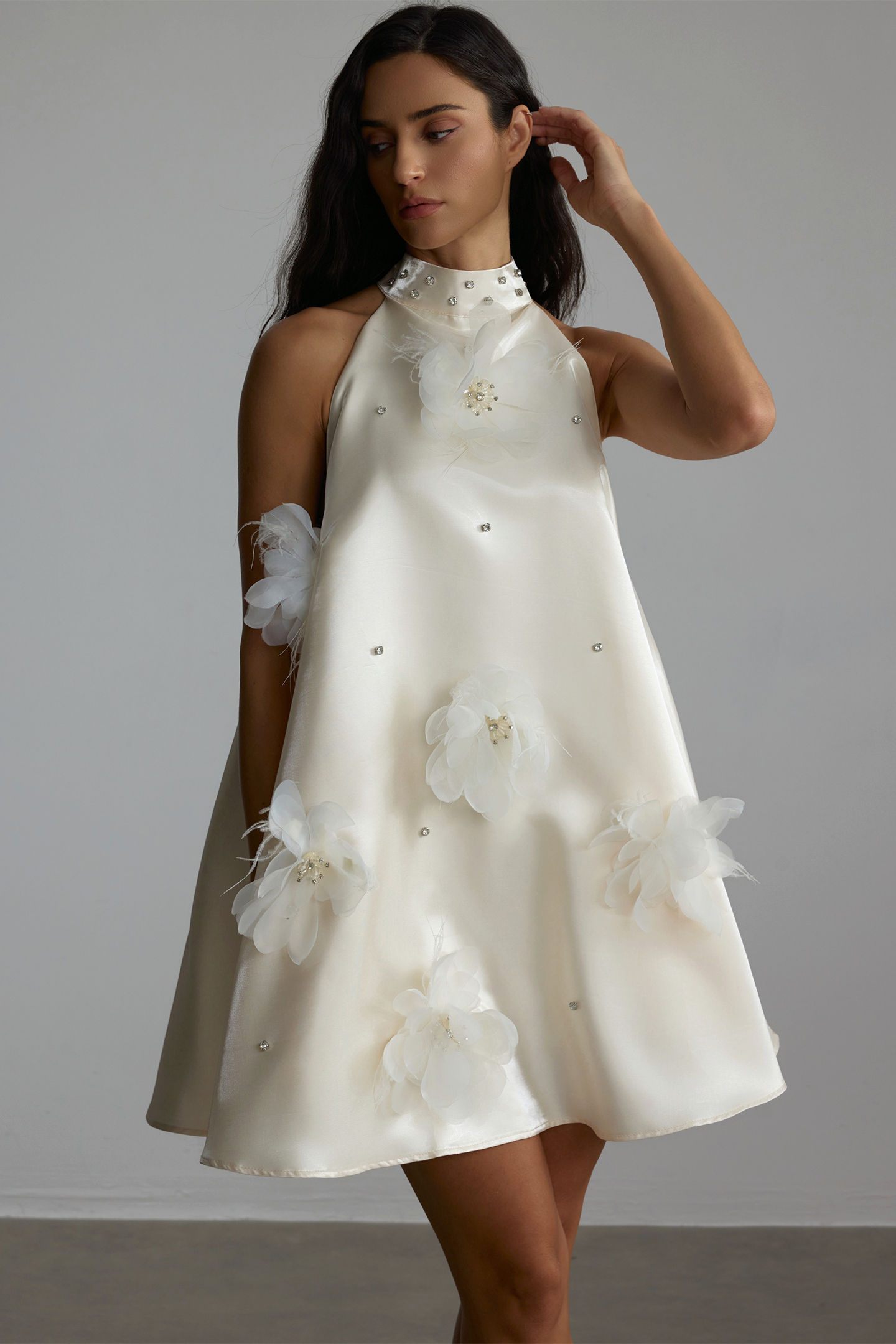 Estelle Floral Applique Sleeveless Mini Dress