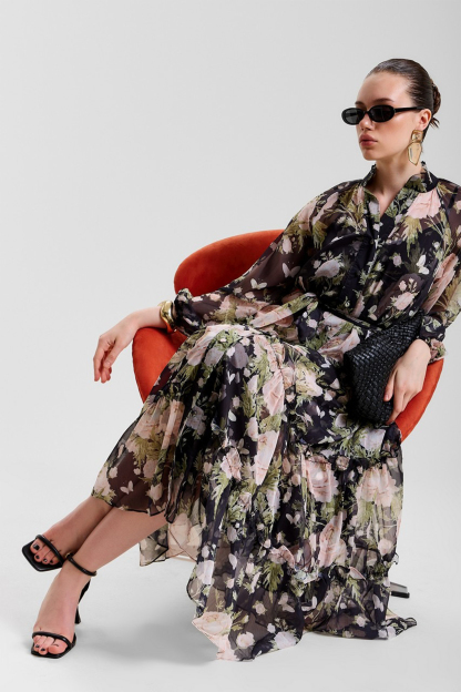 Angelica Floral Print Tiered Ruffle Maxi Dress