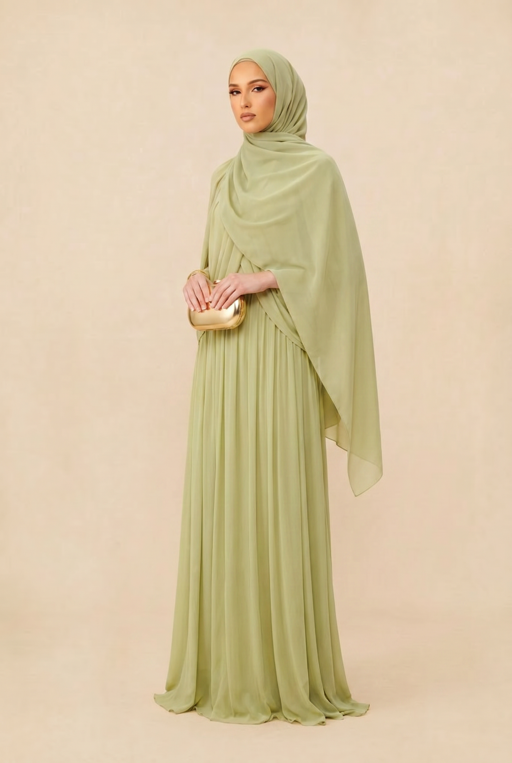 Twilight Whispers Green Draped Cape Sleeve Knit Maxi Dress
