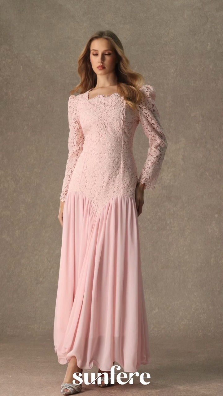 Found Your Love Pink Lace Embroidered Square Neck Maxi Dress