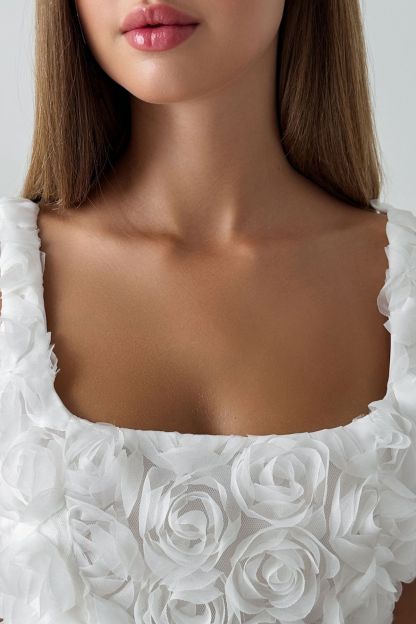 Doris Floral Applique Lace-up Mini Dress