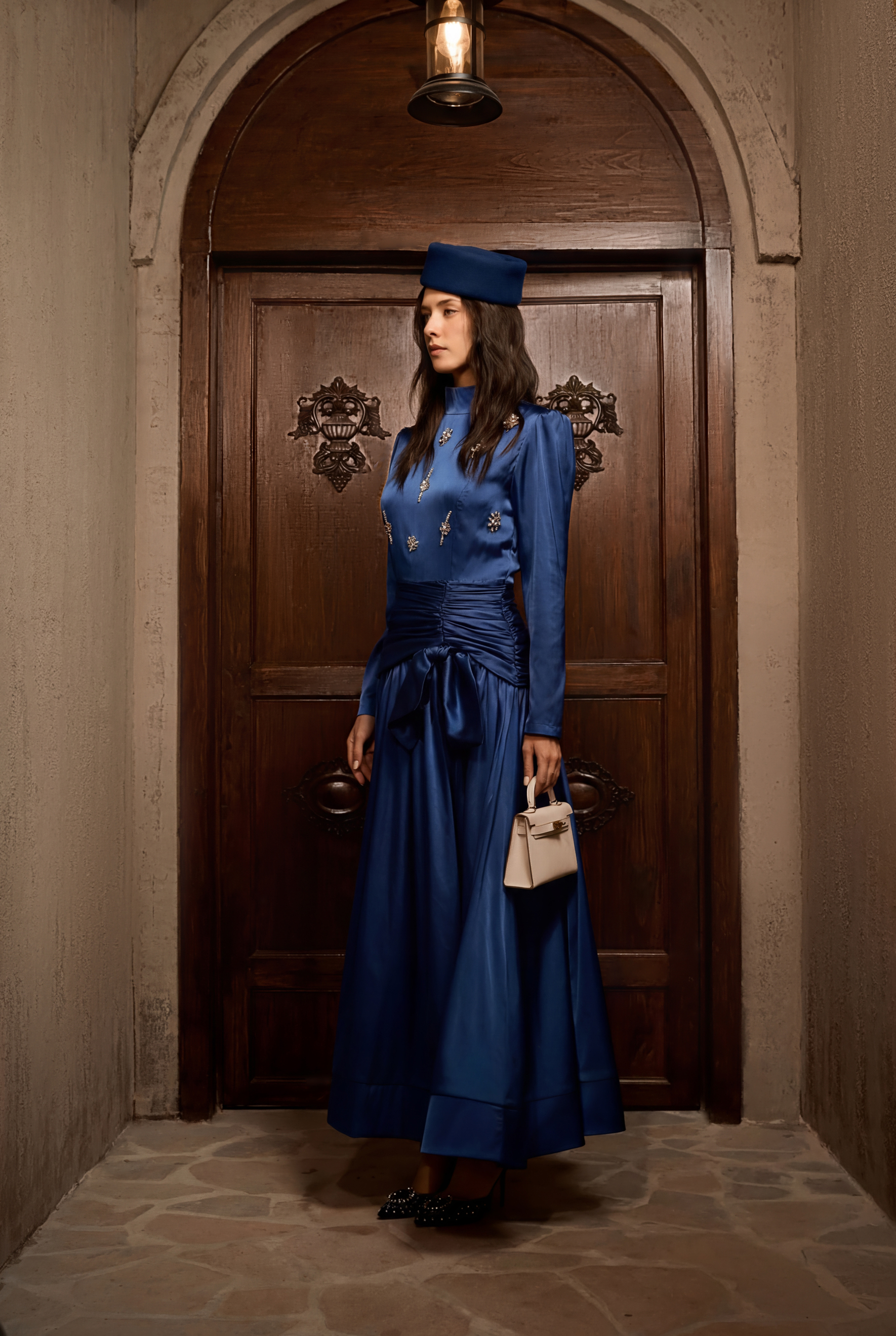 Flirtation Hour Burgundy Diamante Ruched Maxi Dress