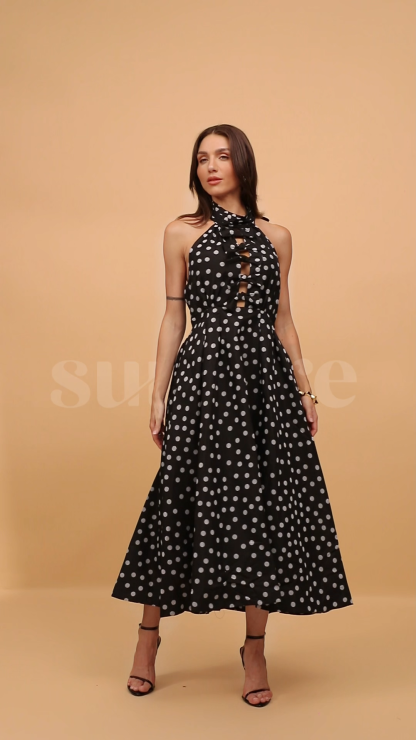 Scarlett Polka Dot Halterneck Midi Dress