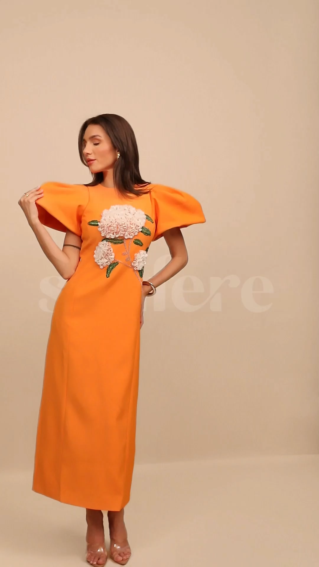 Marnia Puff Sleeve Floral Embroidered Maxi Dress