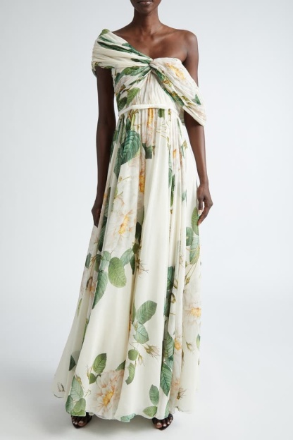 Yvette Floral Printed Off-shoulder Maxi Dress