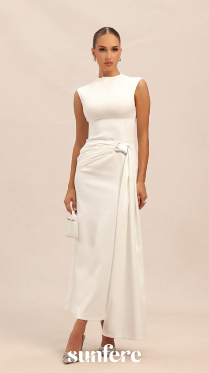 Fiona Sleeveless Side Drape Maxi Dress
