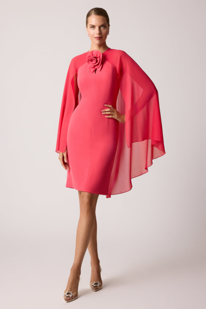 Valentina Cape Sleeve Chiffon Mini Dress