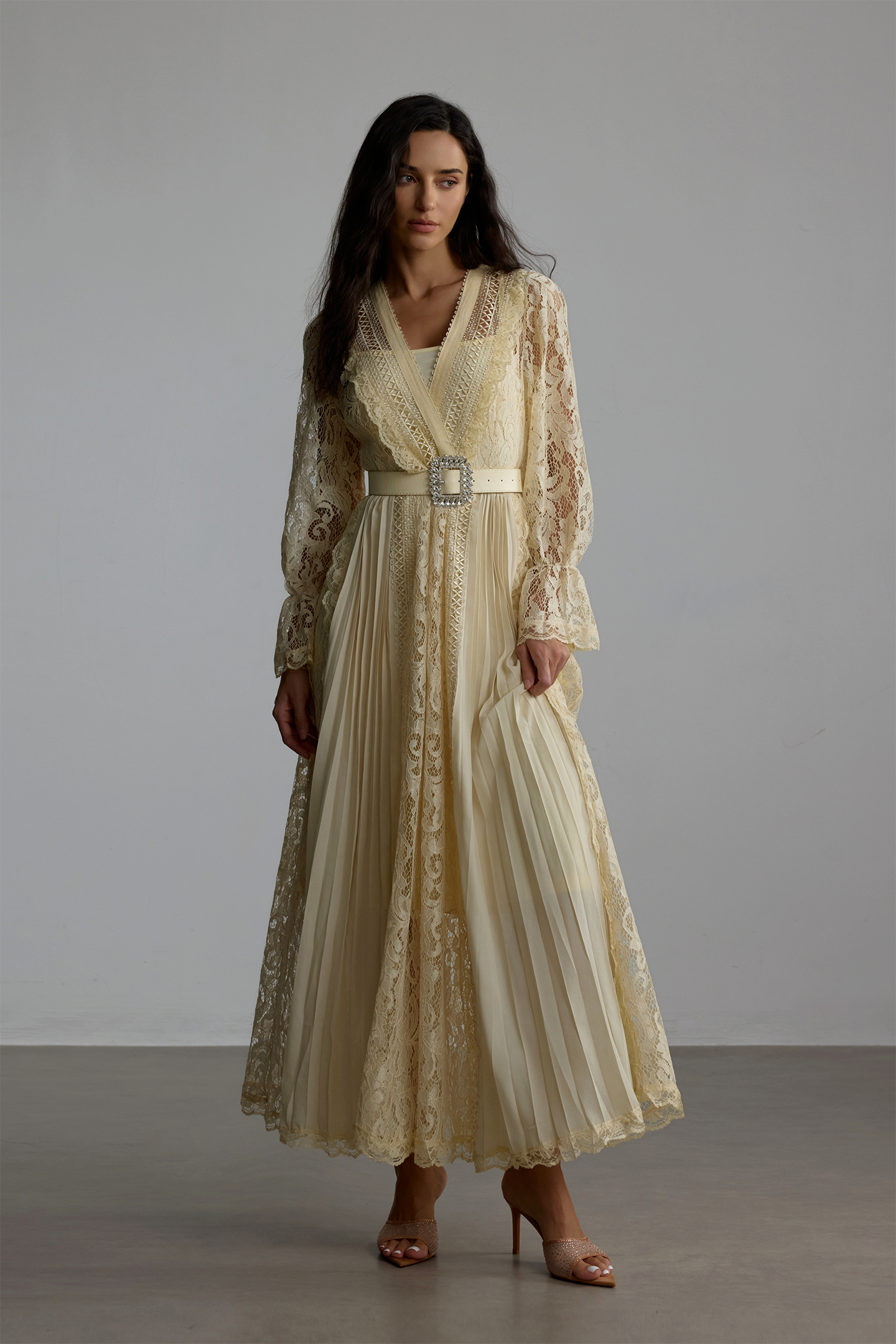 Anita Long Sleeve Sheer Lace Maxi Dress