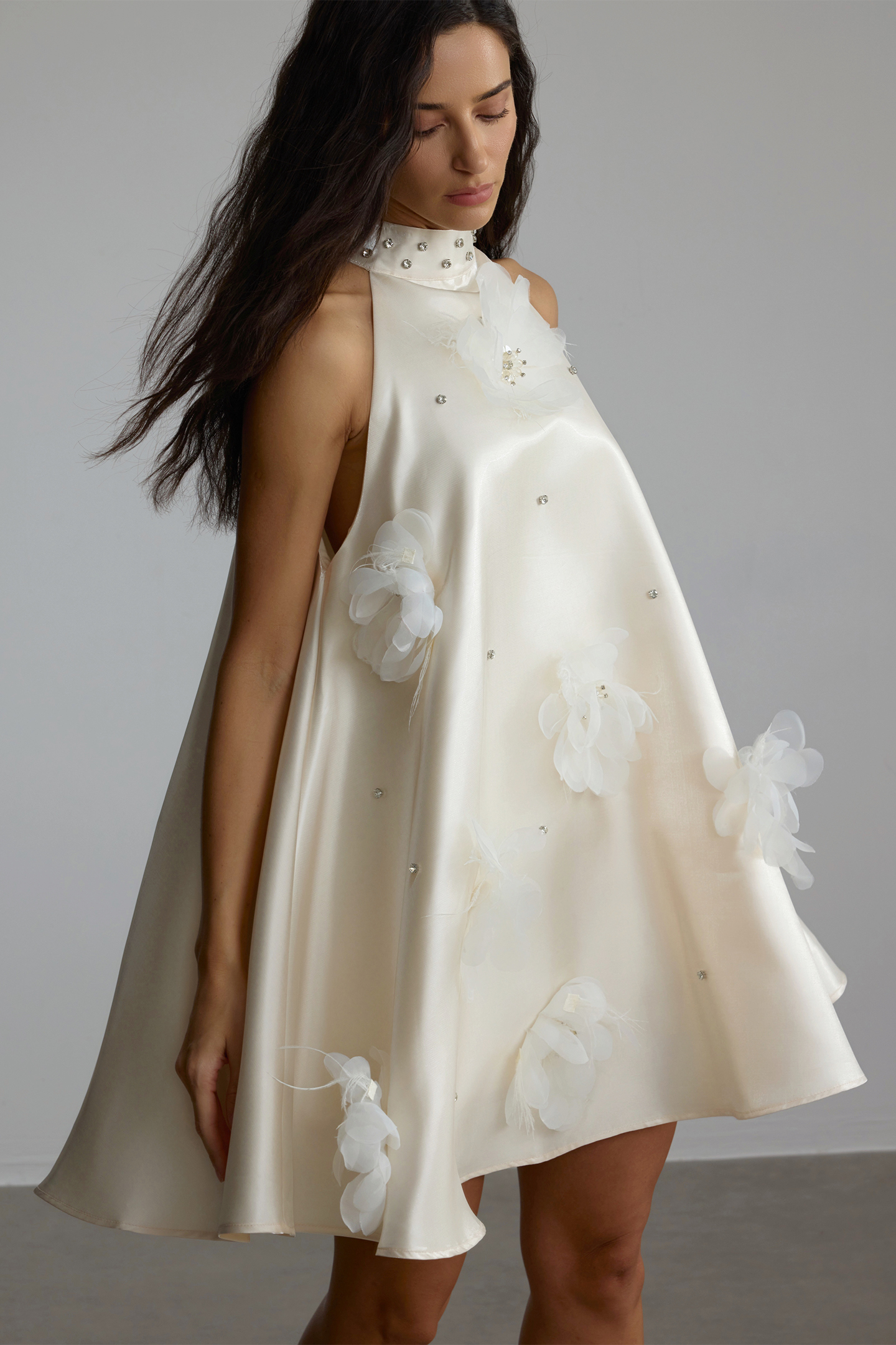 Estelle Floral Applique Sleeveless Mini Dress