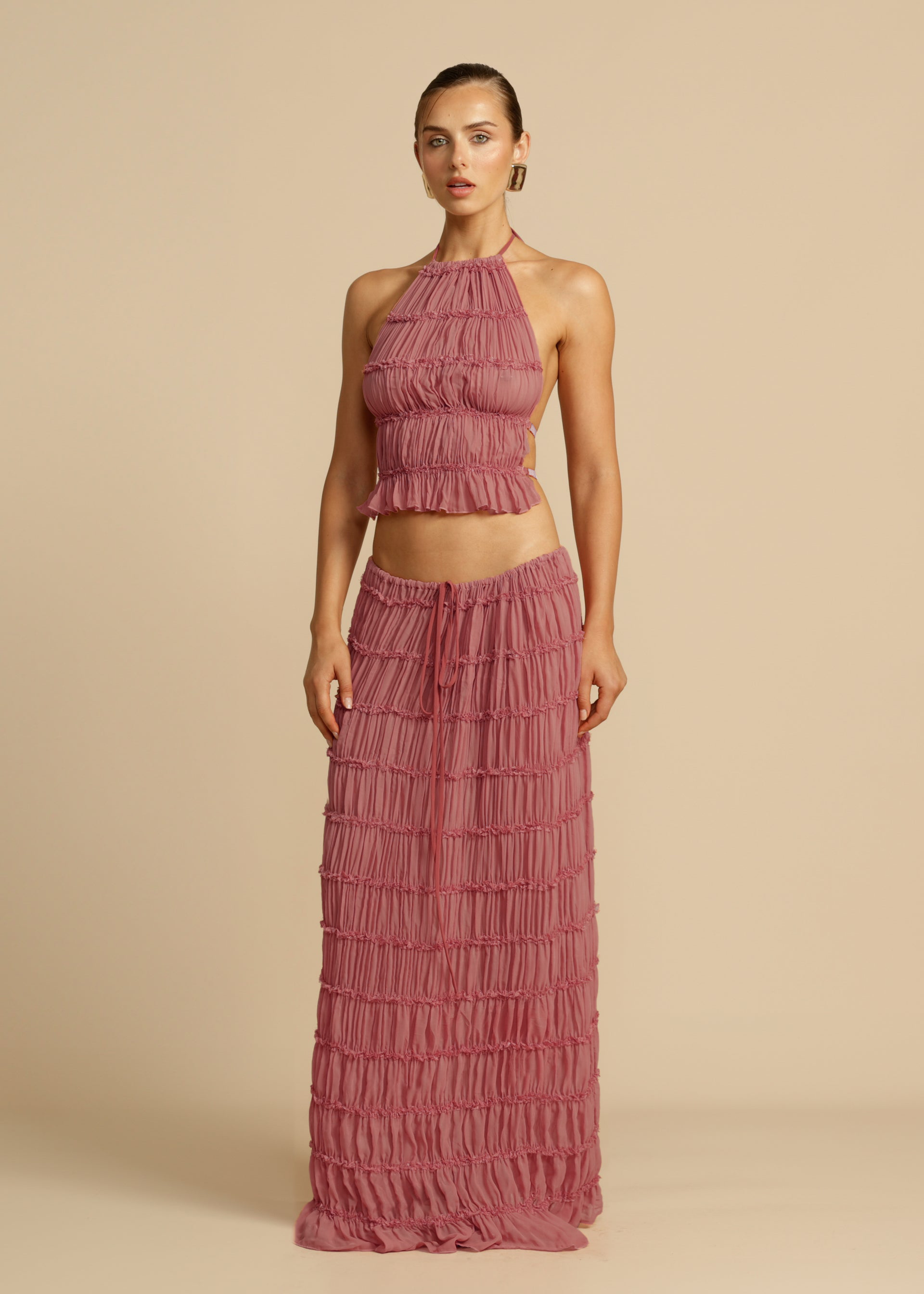 Rosalie Backless Pleated Set