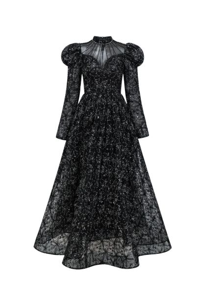 Celia Floral Embroidered Puff Sleeve Maxi Dress