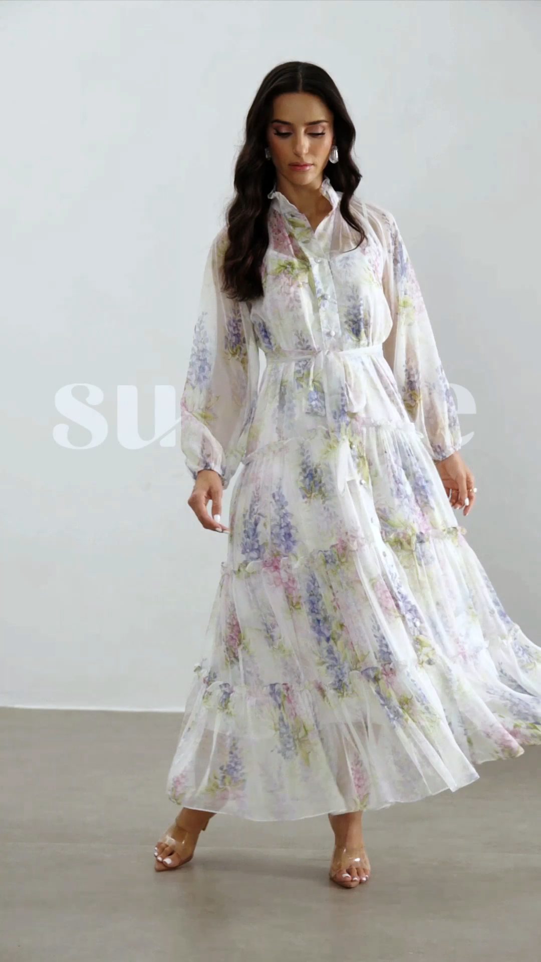 Angelica Floral Print Tiered Ruffle Maxi Dress