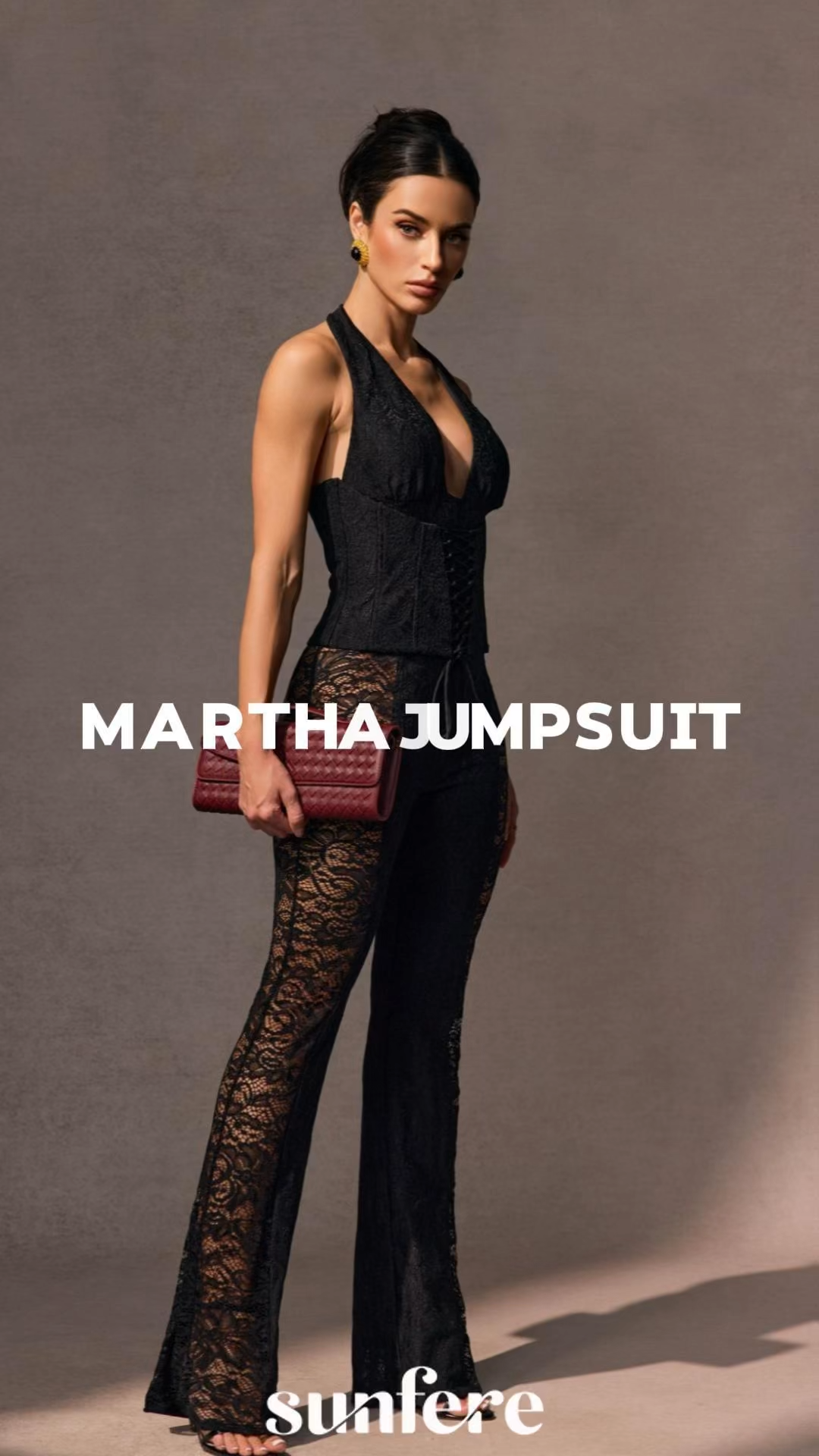 Martha Halter Neck Sheer Lace Jumpsuit