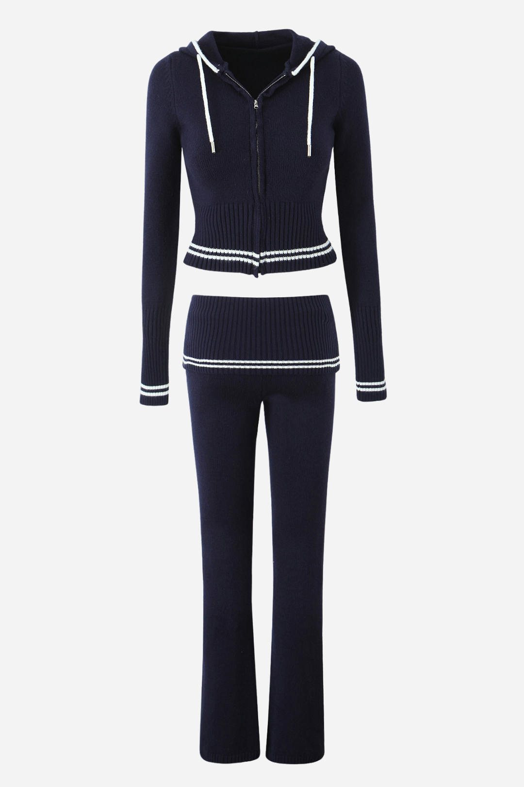 Striped Knitted Hoodie Set