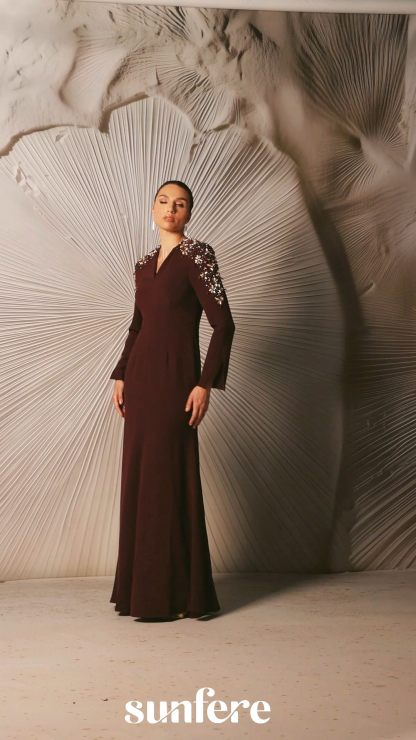 Abigail Embellished V-Neck Maxi Dress