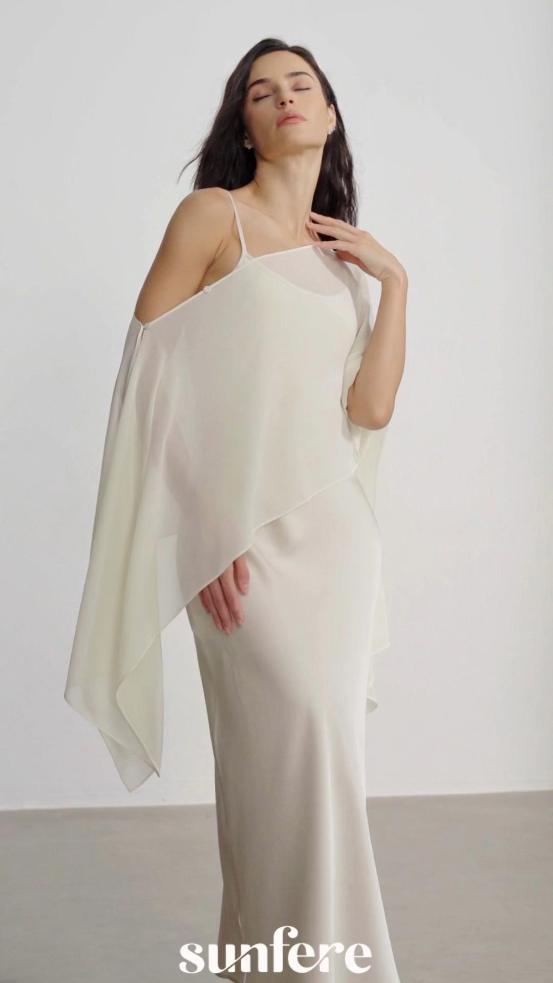 Elena Spaghetti Strap Maxi Dress With Cape Blouse