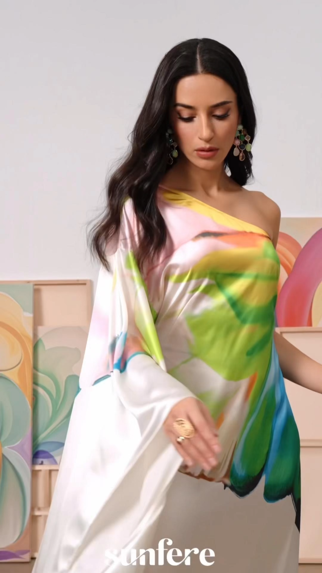 Bernice Printed Single Sleeve Maxi Dress