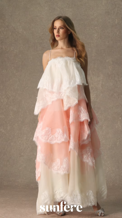 Endlessly Darling Pink Irregular Tiered Maxi Dress