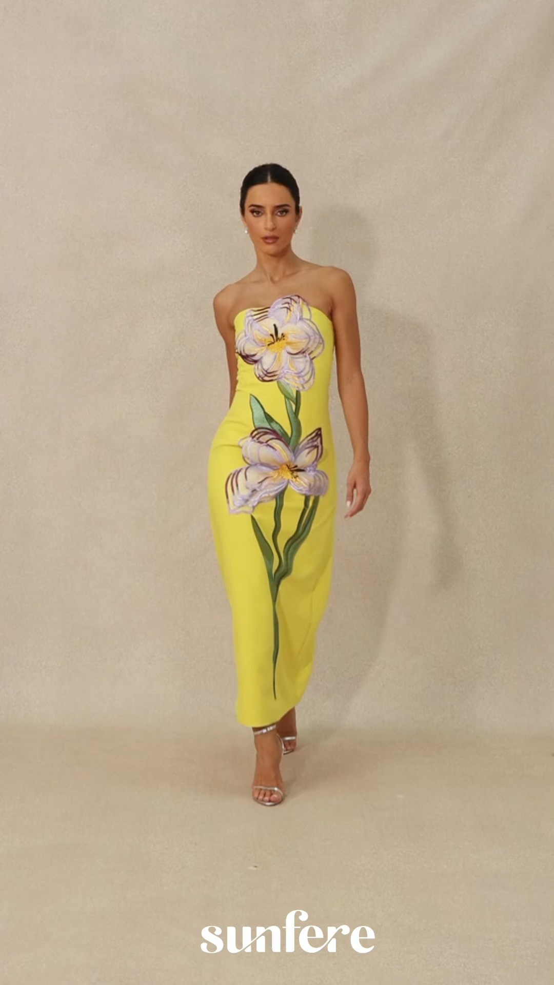 Phoebe Floral Applique Strapless Maxi Dress