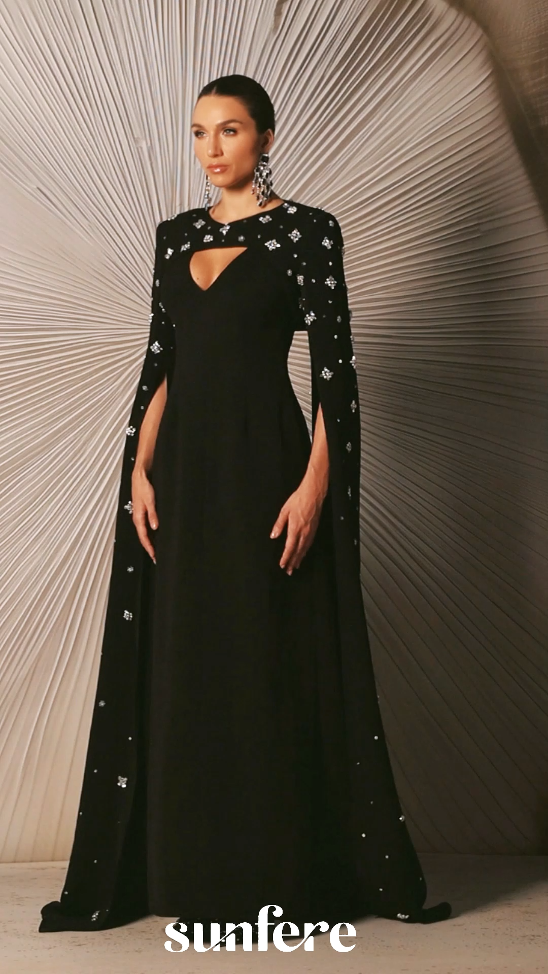 Luna Embellished Cape Sleeve Maxi Dress