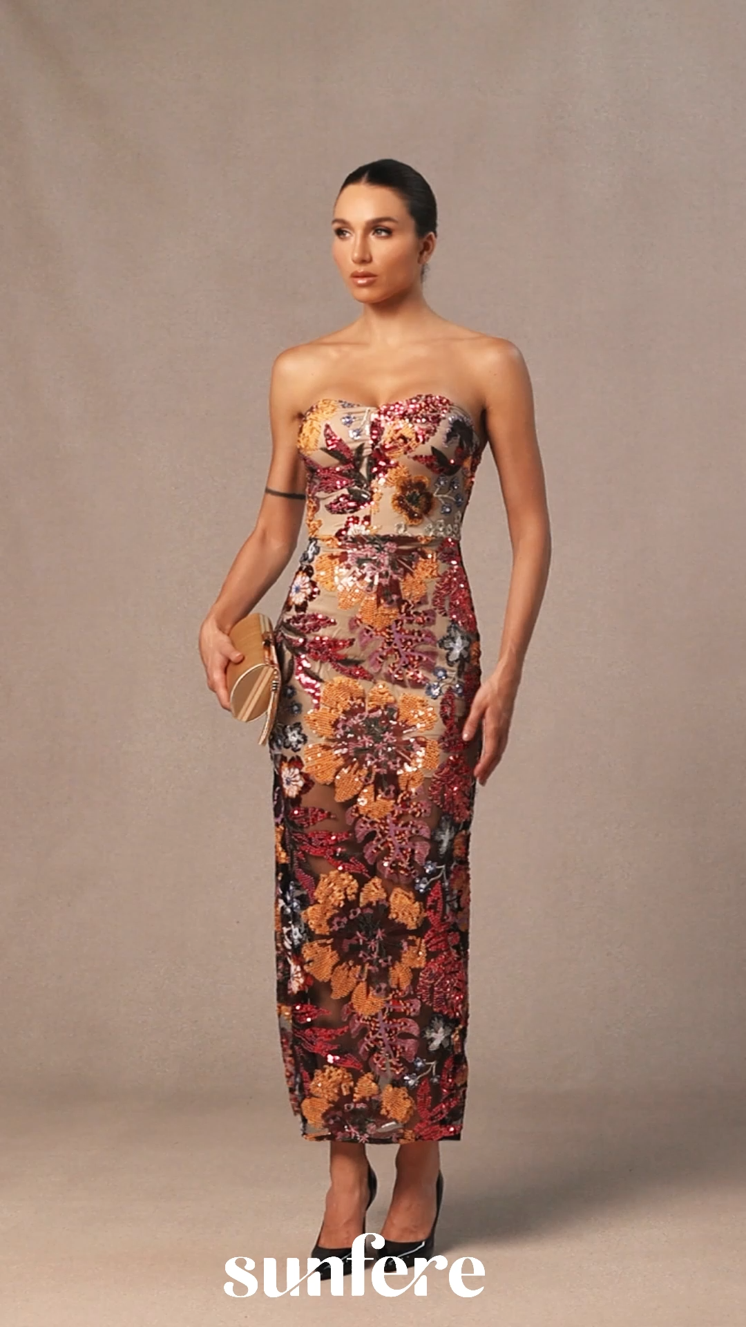 Aurora Floral-embroidered Strapless Maxi Dress