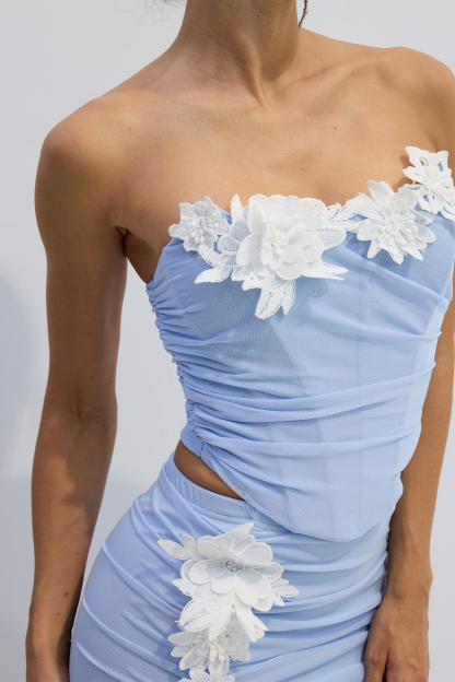 Mona Floral Applique Tube Top & Maxi Skirt Set