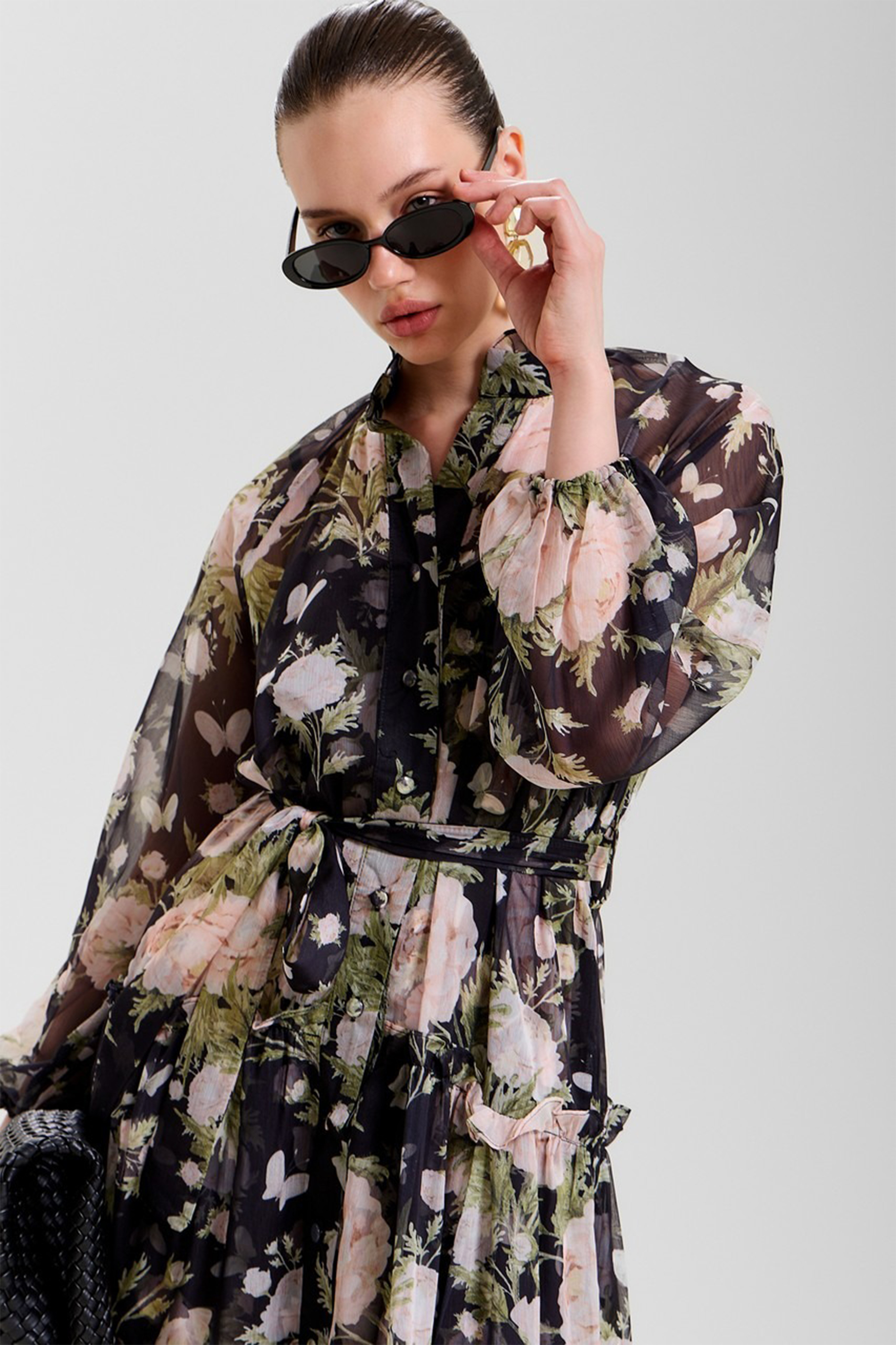 Angelica Floral Print Tiered Ruffle Maxi Dress