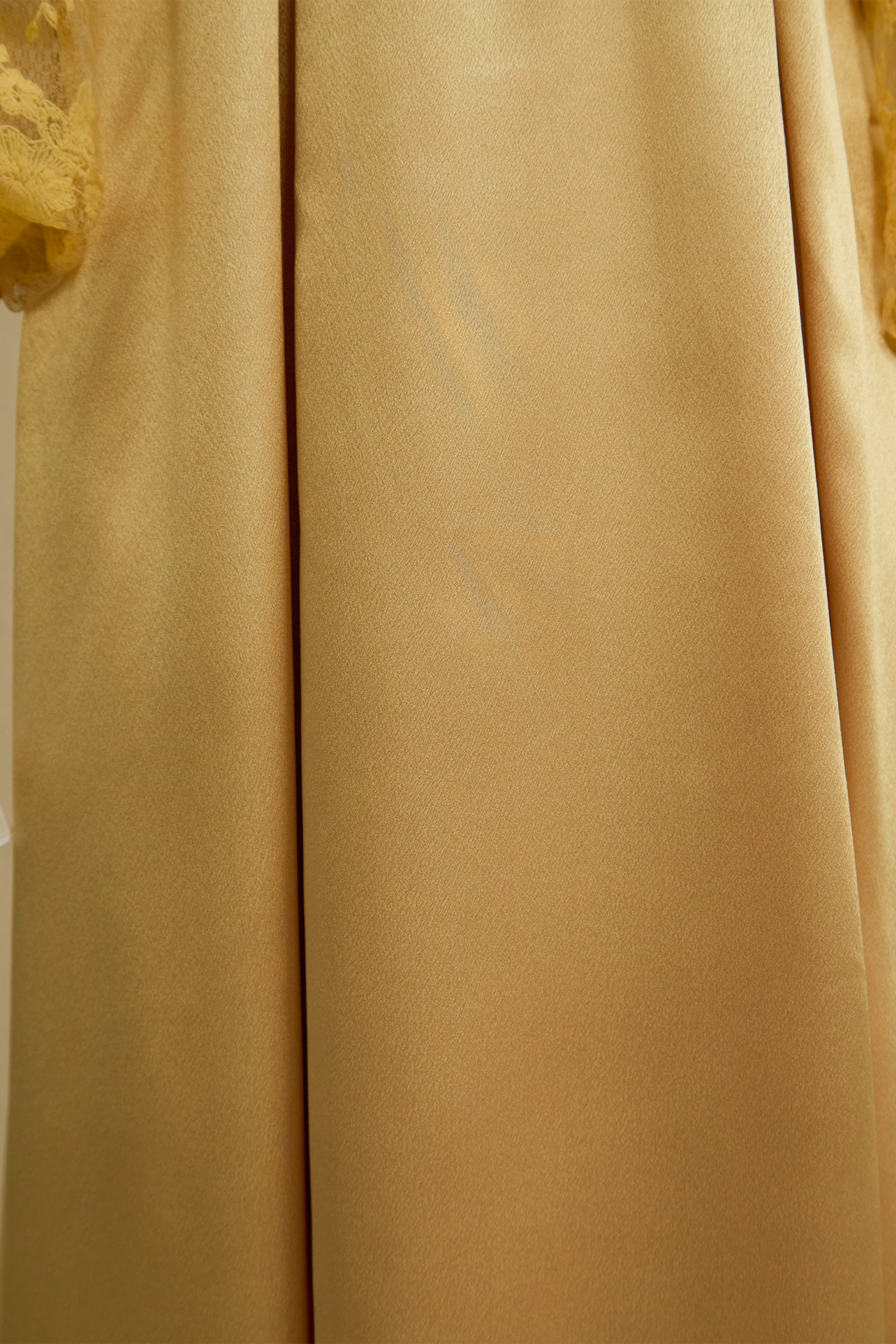 Perfectly Flirtatious Yellow Sheer Lace Sleeve Maxi Dress