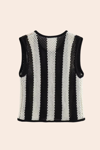 Hermosa Floral Appliqué Hollow Knit Vest-Sunfere