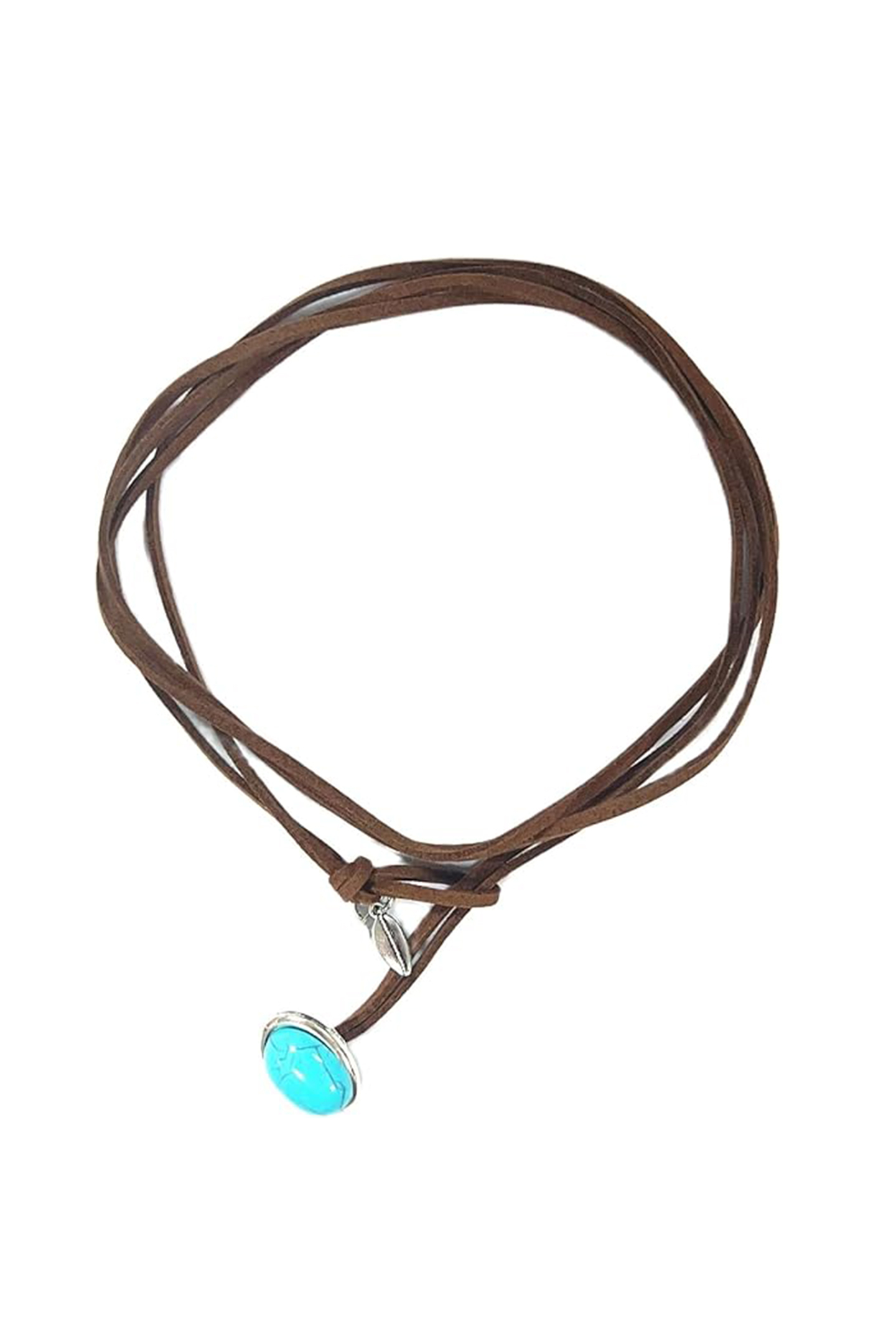Turquoise Pendant Leather Necklace