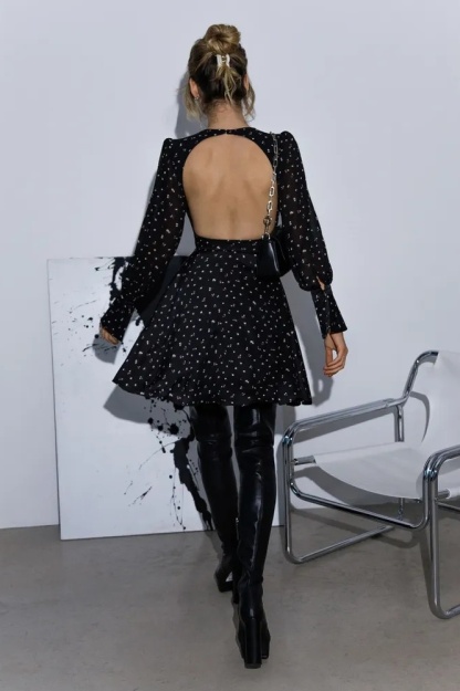 Joanne Floral Print Open Back Mini Dress