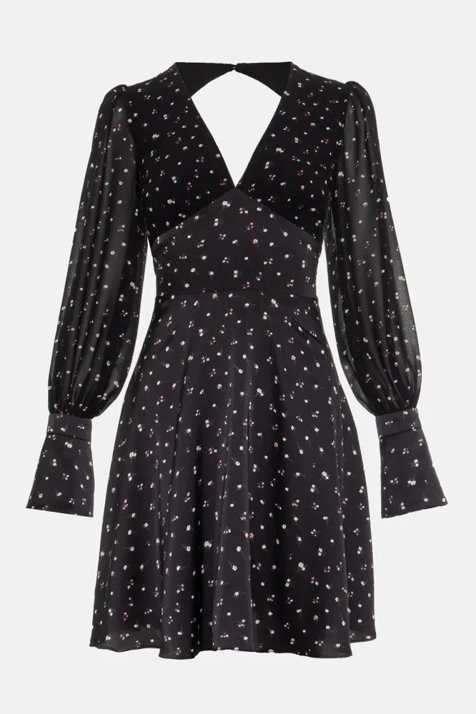 Joanne Floral Print Open Back Mini Dress