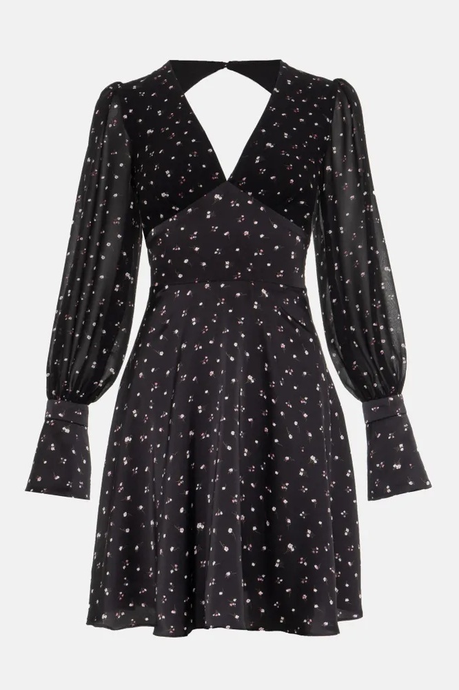 Joanne Floral Print Open Back Mini Dress
