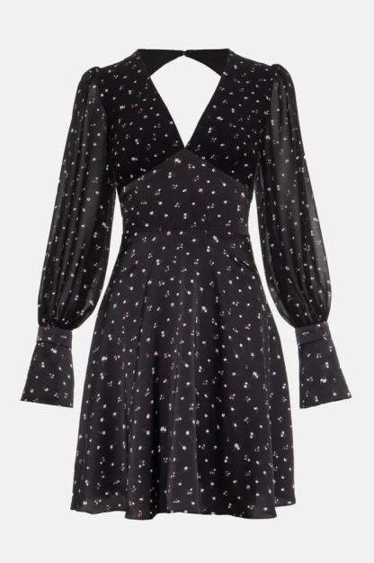 Joanne Floral Print Open Back Mini Dress