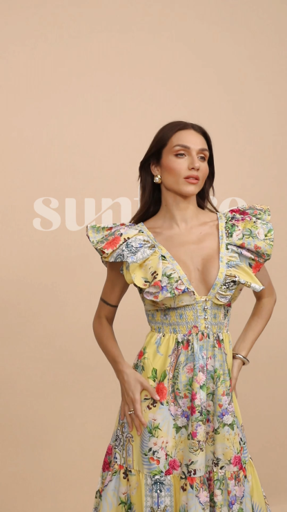 Kerri Floral Print V-Neck Maxi Dress