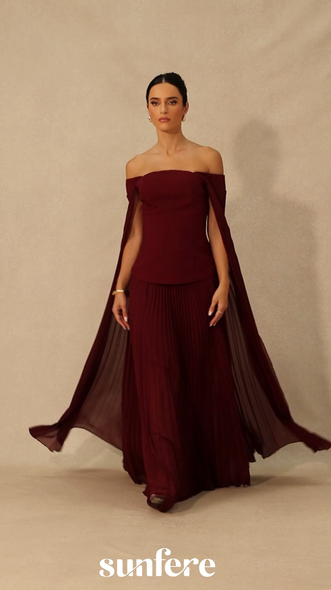 Kenna Off Shoulder Top & Pleated Skirt Set