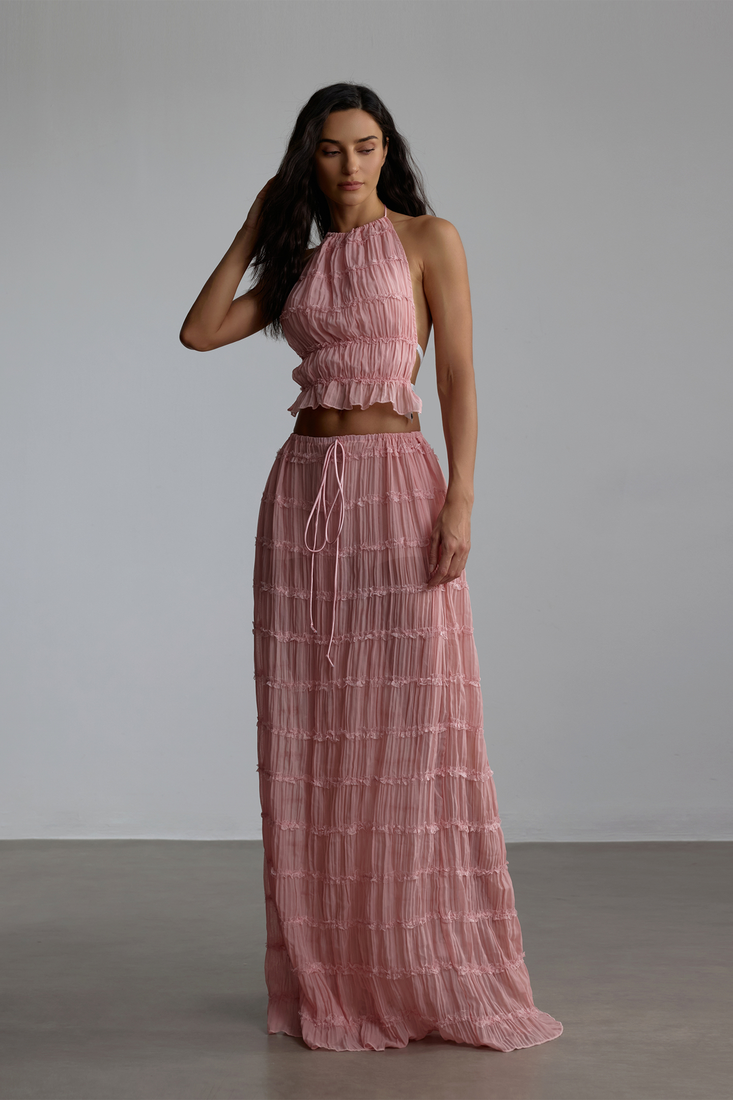 Rosalie Backless Pleated Set