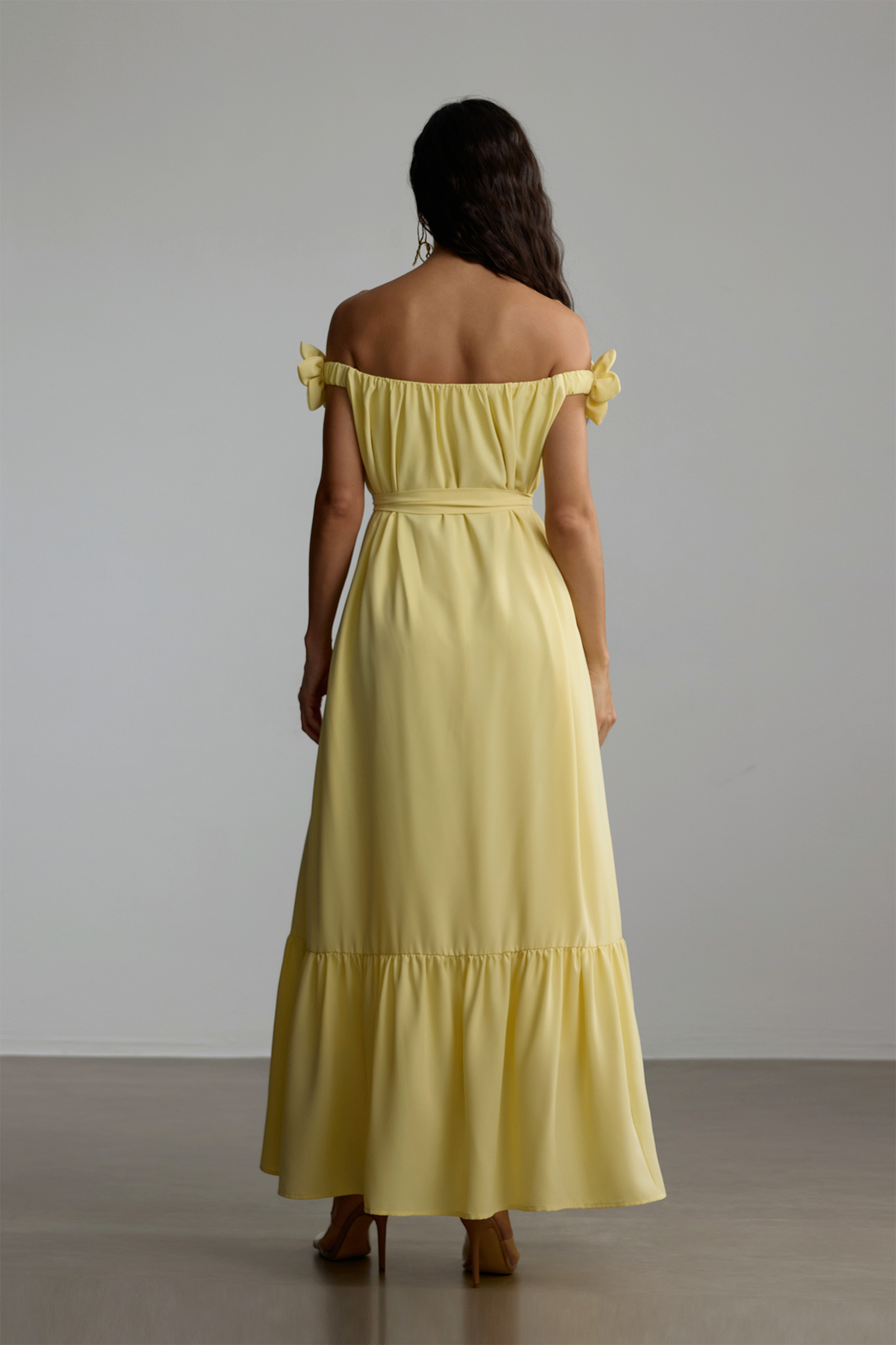 Louisa Floral Applique Off Shoulder Maxi Dress