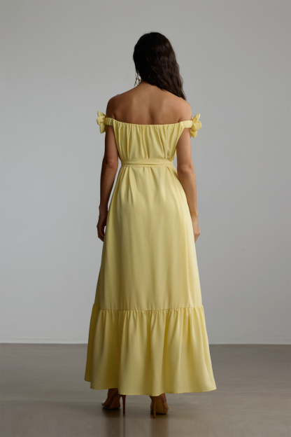 Louisa Floral Applique Off Shoulder Maxi Dress