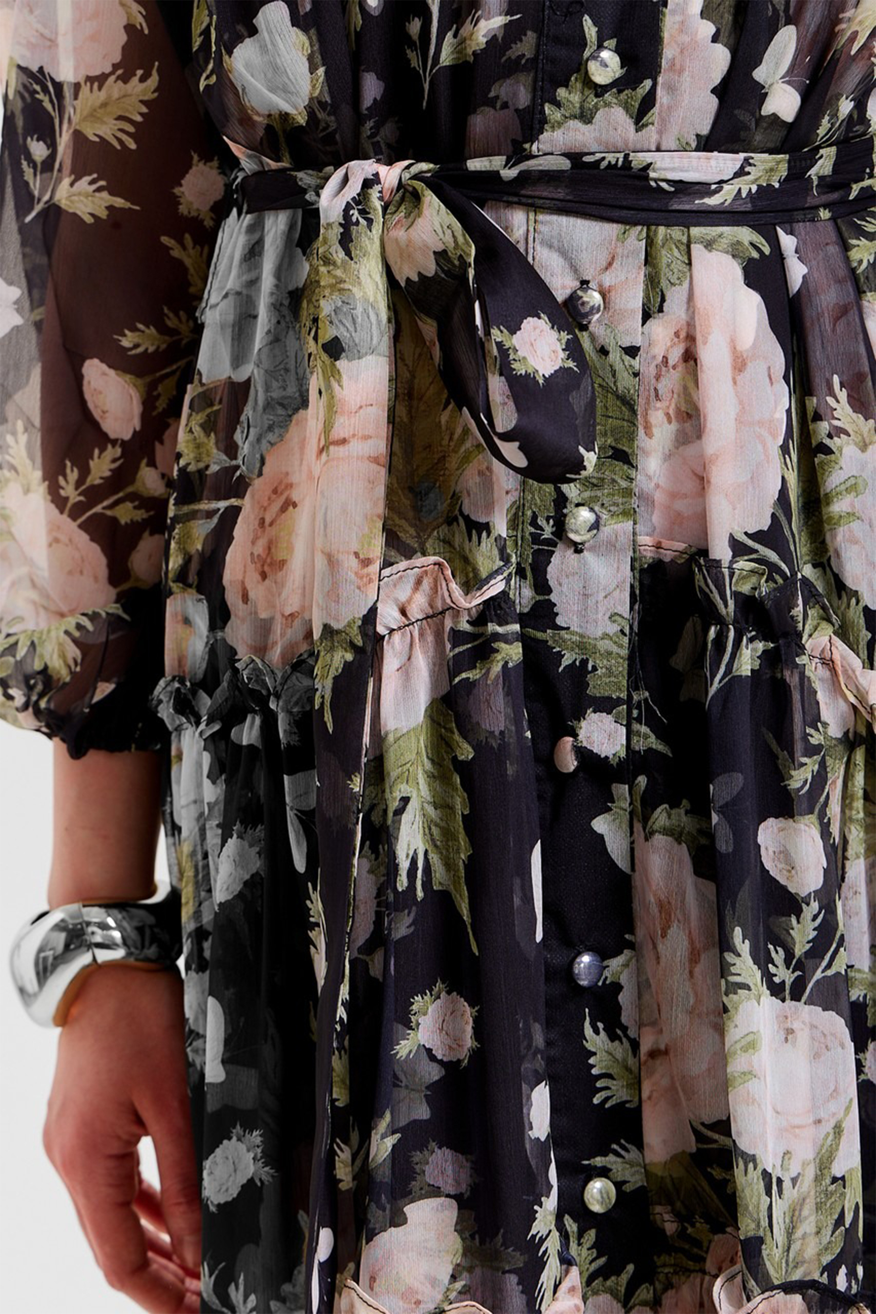 Angelica Floral Print Tiered Ruffle Maxi Dress