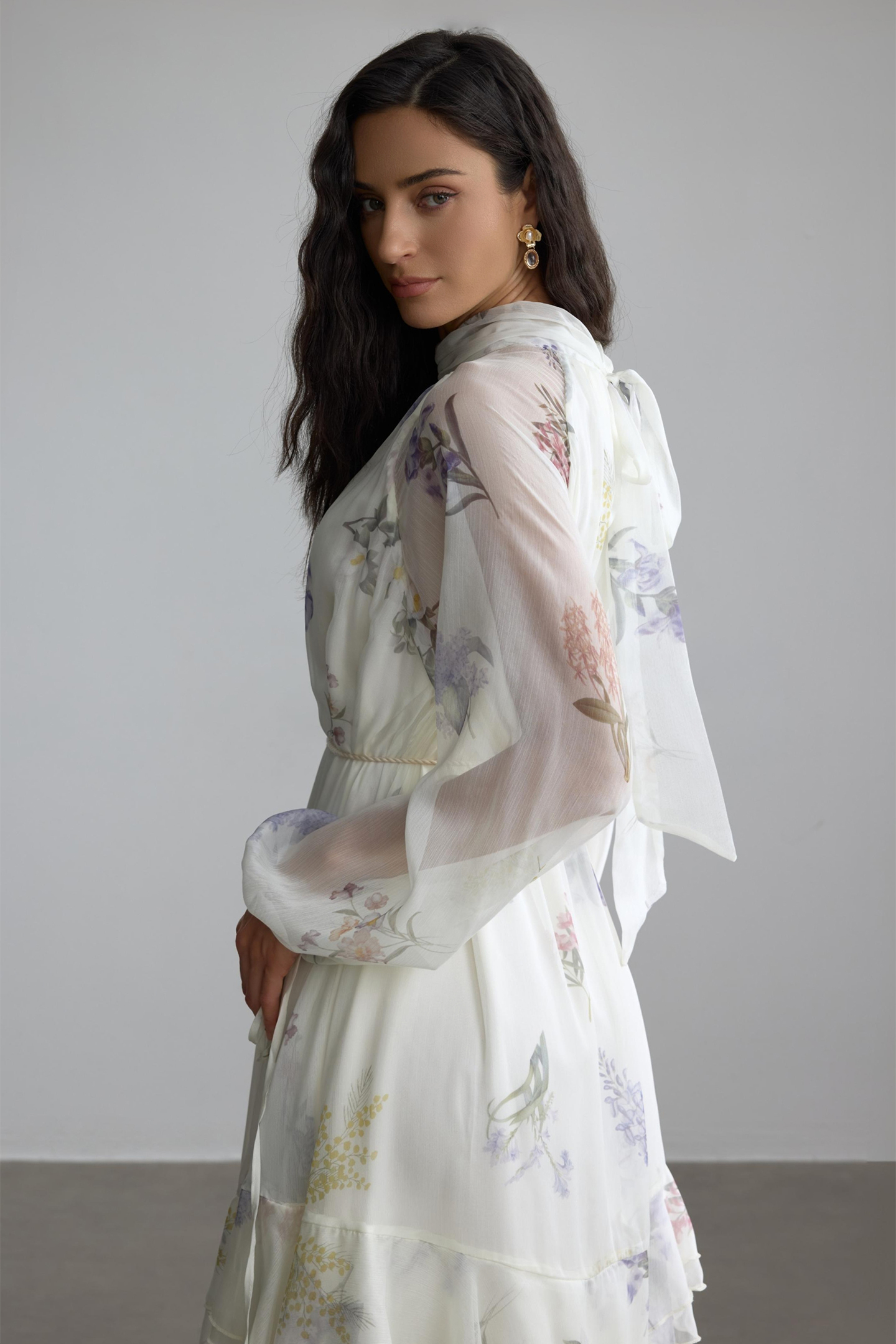 Renee Floral Print Puff Sleeve Maxi Dress