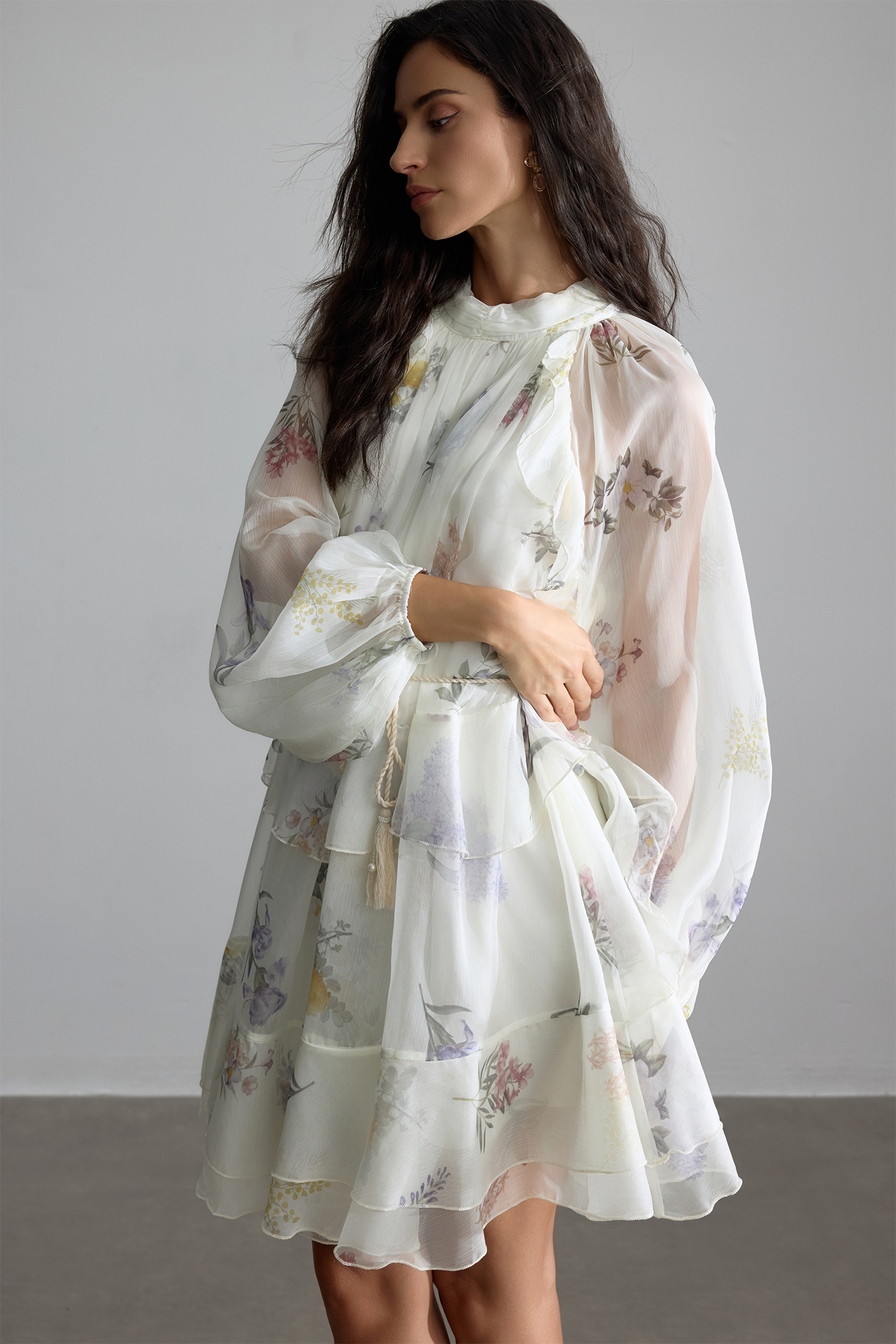 Felicia Floral Print Tiered Mini Dress