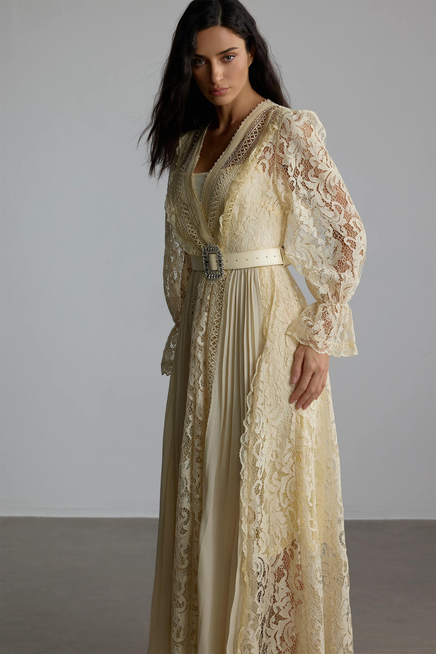 Anita Long Sleeve Sheer Lace Maxi Dress