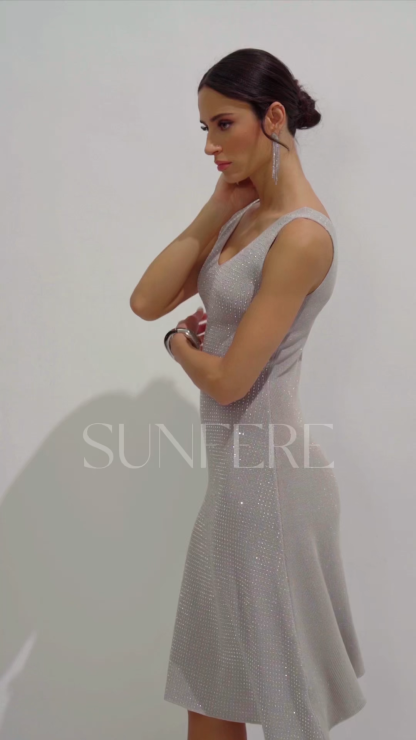 Louisa Rhinestone Embellished Sleeveless Knit Midi Dress