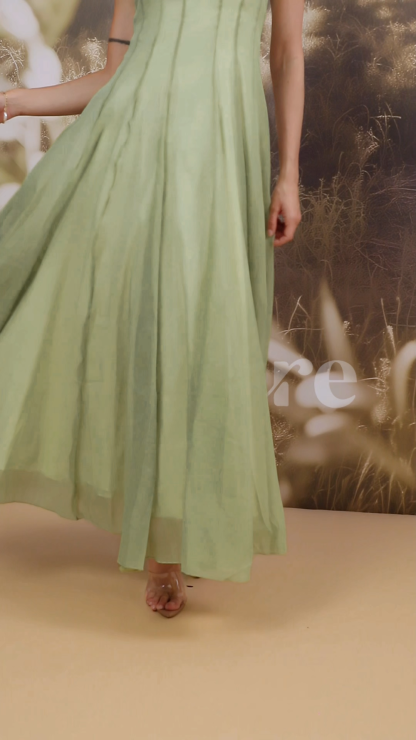 Elvira Ruffled Trim Corset Bodice Maxi Dress