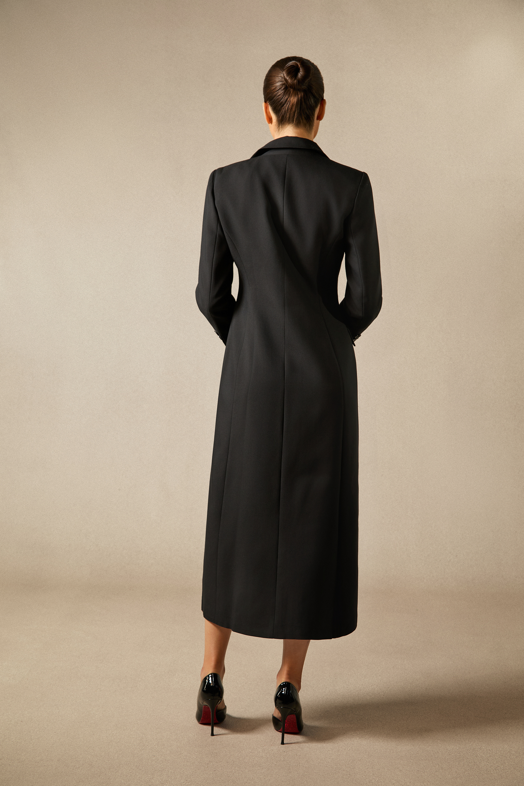 Esther Deep V Neck Single Breasted Long Coat