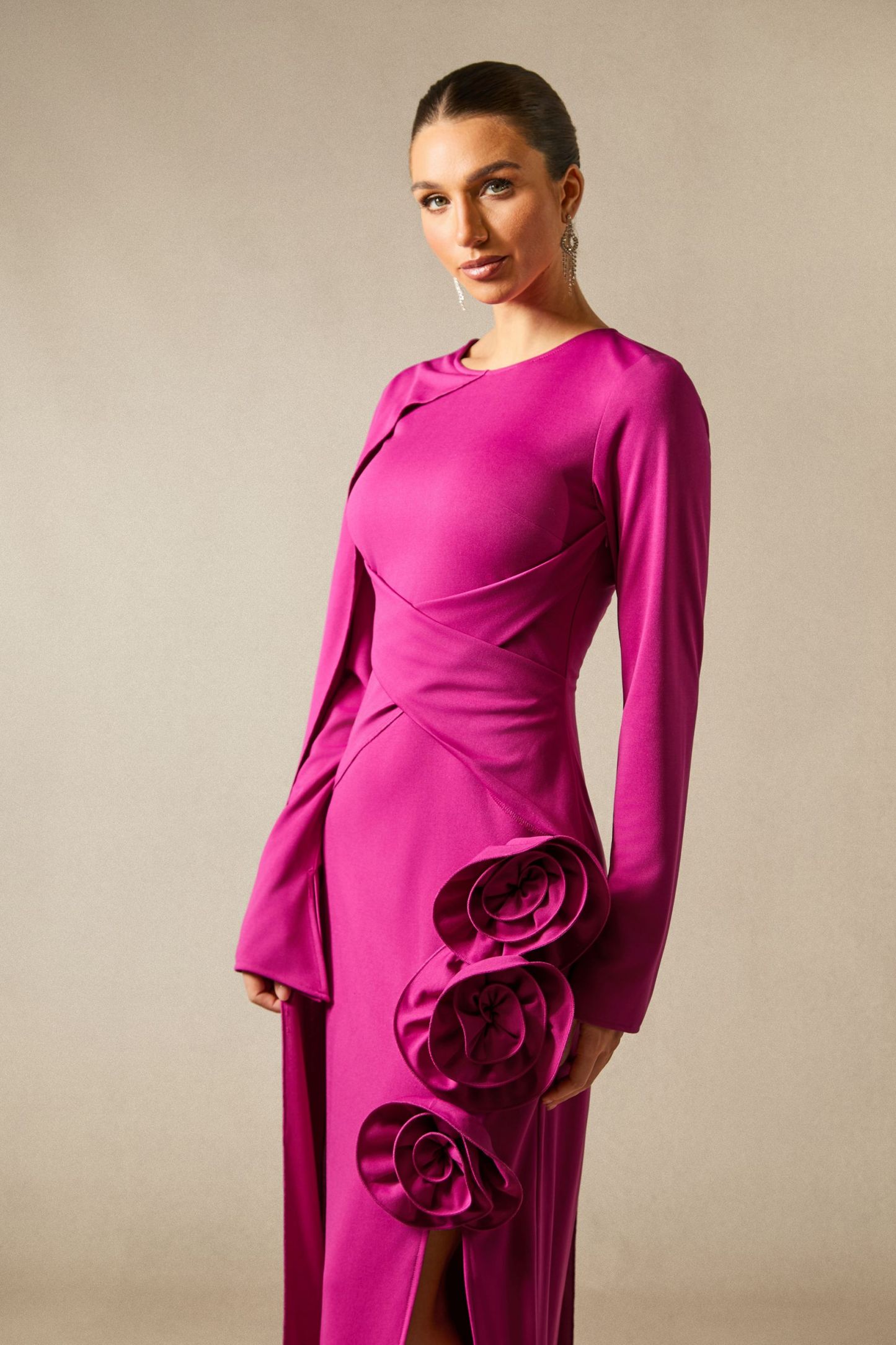 Anastasia Floral Cape Maxi Slit Dress