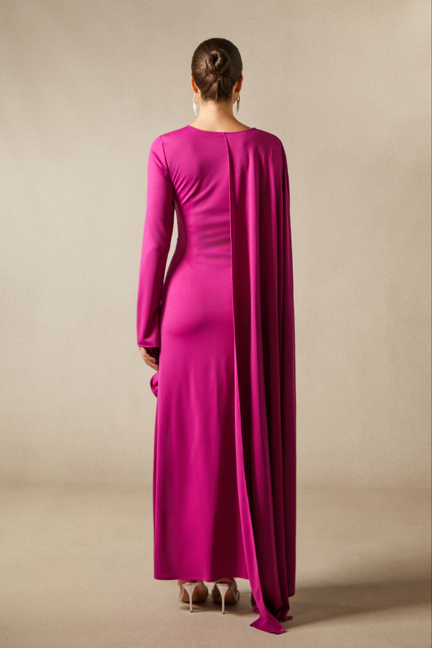 Anastasia Floral Cape Maxi Slit Dress